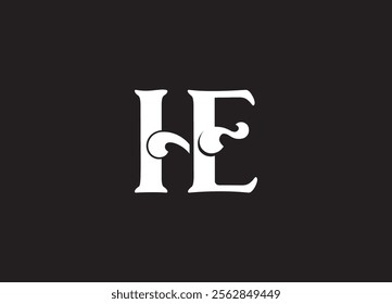 HE latter ligature typography logo design template
