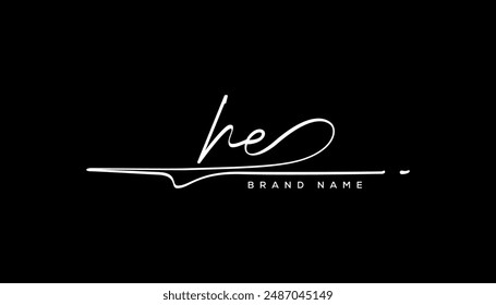 HE letter beauty handwriting vector logo. 