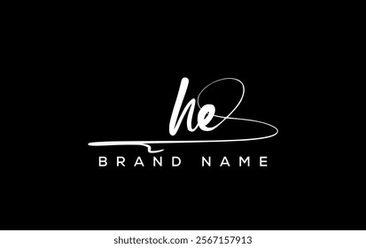 HE letter beauty handwriting vector logo. 