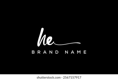 HE letter beauty handwriting vector logo. 