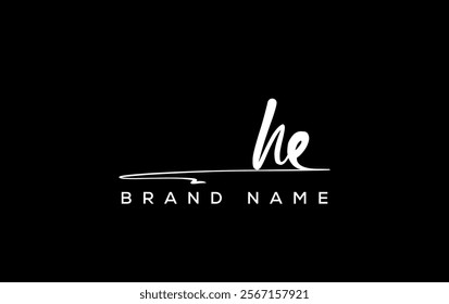 HE letter beauty handwriting vector logo. 