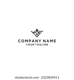 Letra HE con ilustración vectorial de diseño de logotipo Eagle	
