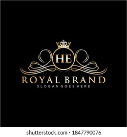 HE Letter Initial Luxurious Brand Logo Template.