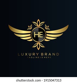 HE Letter Initial with Royal Template.elegant with crown logo vector, Creative Lettering Logo Vector Illustration.