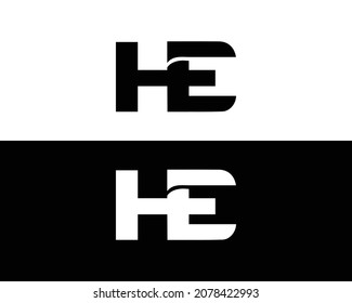 HE letter logo concept idea on white and black background vector.