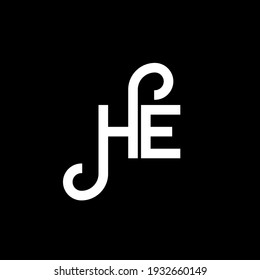 HE letter logo design on black background. HE creative initials letter logo concept. he letter design. HE white letter design on black background. H E, h e logo