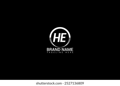 HE letter logo design on black background. HE creative initials letter logo concept. HE unique design