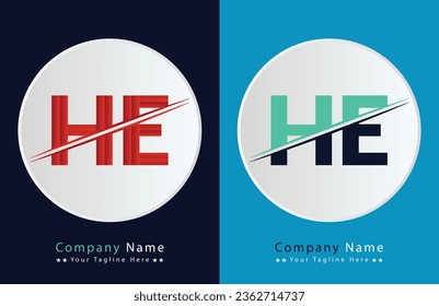HE Letter logo design vector template.