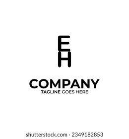 HE Letter Logo Design White and Black