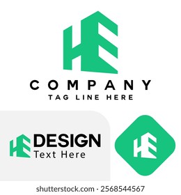 HE Letter logo icon design elements