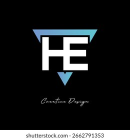 HE-Letter-Logo im Dreieck - Modernes Farbverlauf-Monogramm für Branding und Identitätsdesign