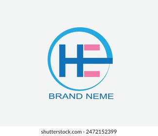 HE letter modern logo simple design