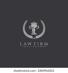 HE letter monogram logo for lawfirm with pillar  crown image design