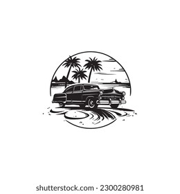 he logo for auto sales is located on the beach