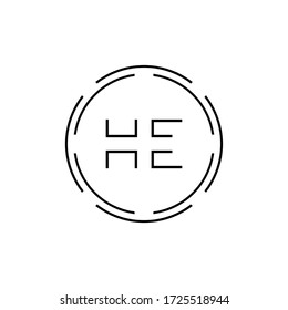 HE Logo Design Vector Template. Initial Circle Letter HE Vector Illustration