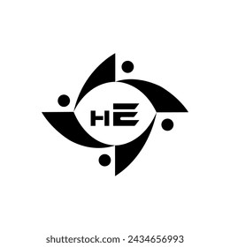 HE logo. H E design. White HE letter. HE, H E letter logo SET design. Initial EE linked circle uppercase monogram. H E letter logo SET vector design. HE letter logo design