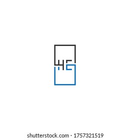 HE logo letter design concept in black and blue color 
