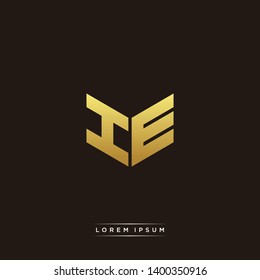 IE / HE Logo Letter Initial Logo Designs Templete with Gold and Black Background