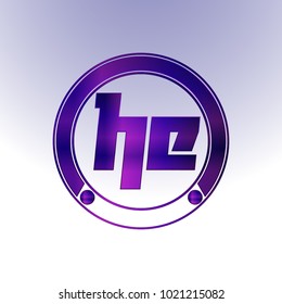 HE Logo, Metal Logo, purple Logo, Monogram