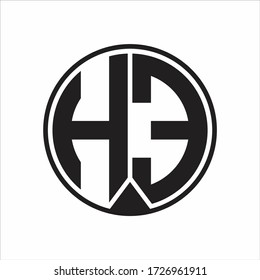 HE Logo monogram circle with piece ribbon style on white background