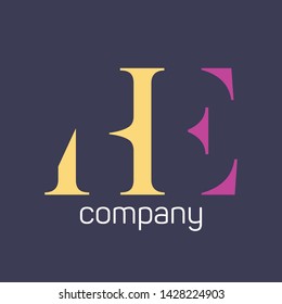 HE logo. Monogram logo. letters H and E. Company logo.