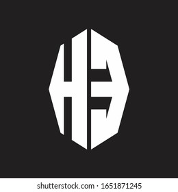 HE Logo monogram with octagonal ribbon style design template