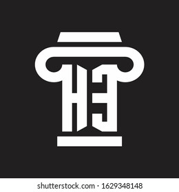HE Logo monogram with pillar style design template