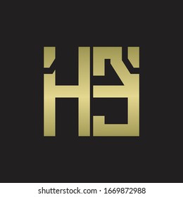 Logotipo HE con una plantilla de diseño de forma escueta con colores dorados