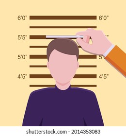 He was measuring his height to add to his resume.
Illustration about measure height.