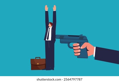 he merchant was forced to raise his hands