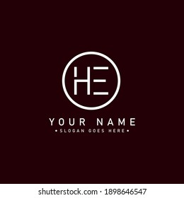 HE Minimal Logo - Simple Vector Logo for Initial Letter H and E