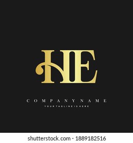 HE Minimal Luxury Initial Logo vector.