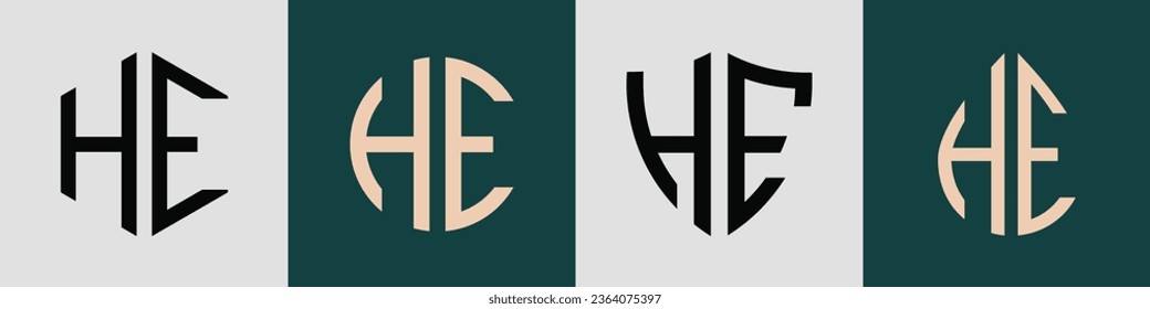 HE modern initial letter logo design vector bundle. It will be suitable for which company or brand name start those initial.