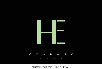 HE Modern Initials Logo Design. Branding logo with stylized initials showcasing bold design and modern aesthetic. Ideal for professional business branding or creative projects focusing on minimalistic