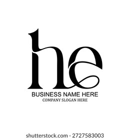 He modern minimalist logo design for business branding, corporate identity, startups, digital use, and versatile brand identity