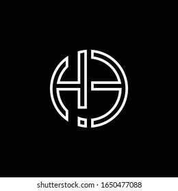 HE monogram logo circle ribbon style outline design template