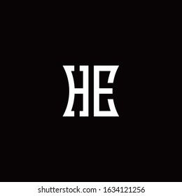 HE monogram logo with curved side style design template