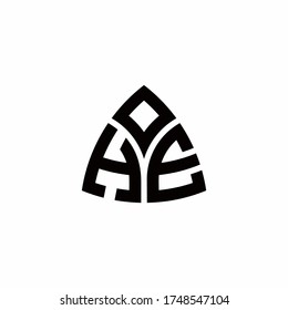 HE monogram logo with modern triangle style design template isolated on white background