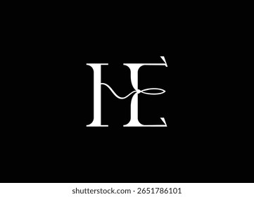 Ícone de assinatura do logotipo do monograma HE
