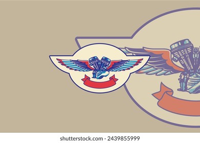 he motorbike engine logo is combined with an eagle, depicting speed like flying