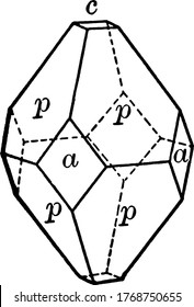 O nome apofilita refere-se a um grupo específico de filossilicatos, uma classe de minerais, desenho de linha vintage ou ilustração de gravura.