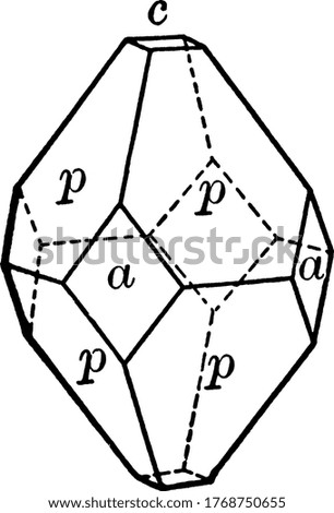 he name apophyllite refers to a specific group of phyllosilicates, a class of minerals, vintage line drawing or engraving illustration.
