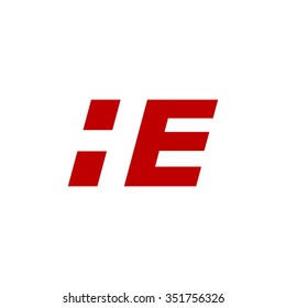 HE negative space letter logo red