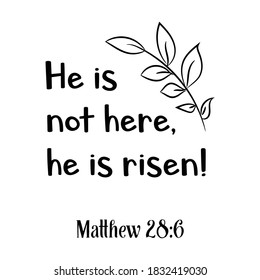 He is not here, he is risen. Bible verse quote