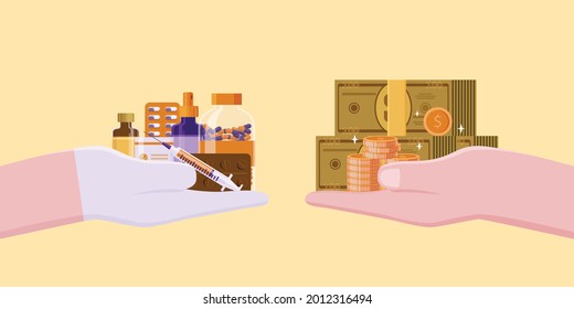 He was paying all the money he had in exchange for the medicine he needed.
Illustration about buy medicine.