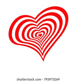 he picture is red  and white hypnotic heart on a white background to the Valentine's day holiday. card best gift love is the second half.decorations for wedding