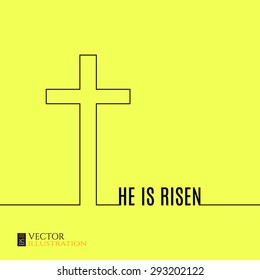 He is risen. Christian cross sign.