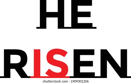 He is Risen, Christian faith, Typography for print or use as poster, card, flyer or T Shirt