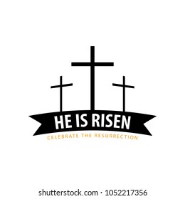 He Risen Church Easter Logo Emblem Stock Vector (Royalty Free ...