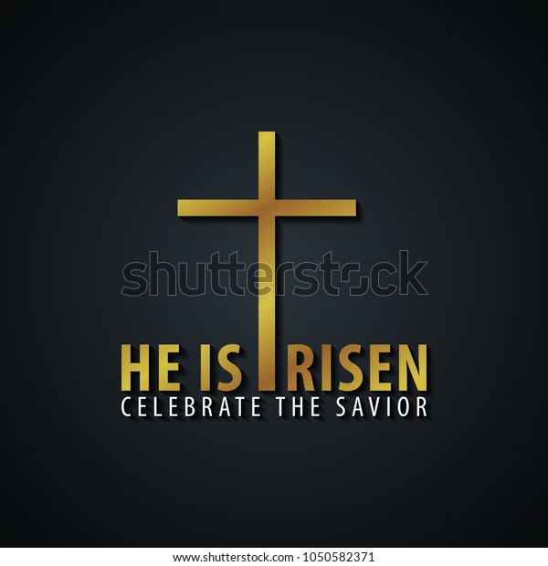 He Risen Church Easter Logo Emblem Stock Vector (Royalty Free ...